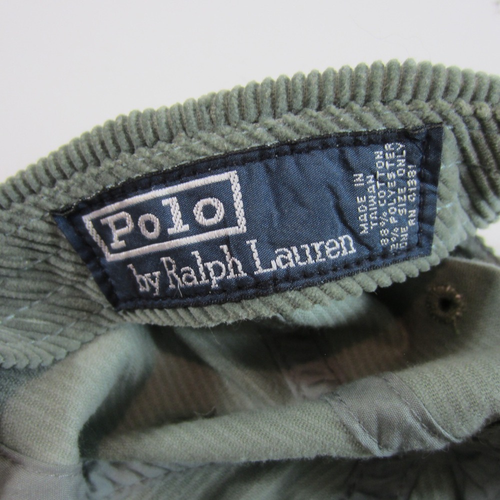 vintage ralph lauren polo corduroy hat leather adjustable strap green - Picture 7 of 7